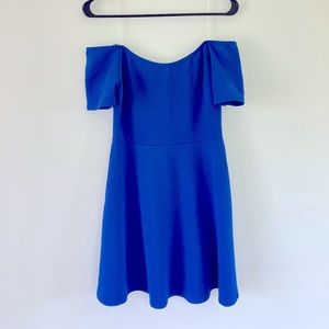 Charlotte Russe Blue Off-the-Shoulder Mini Dress Medium